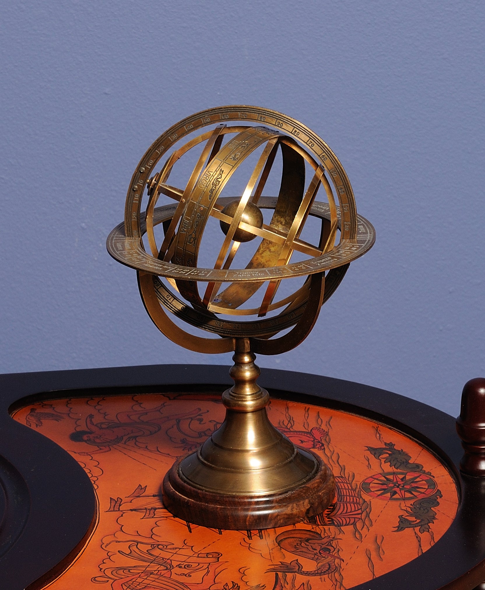  Armillary Sphere on wood base Model Display, Home furniture and decor, Old Modern Handicrafts, XoticBrands Home Decor