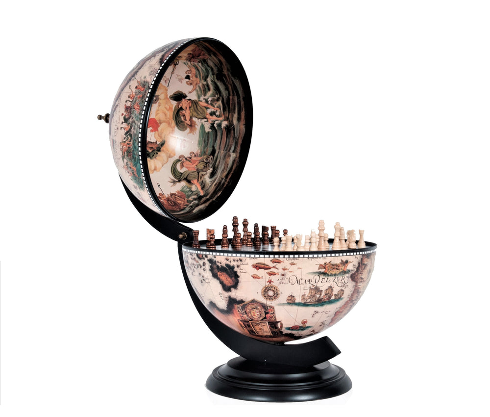  White Globe 13 inches with chess holder, Home furniture and decor, Old Modern Handicrafts, XoticBrands Home Decor