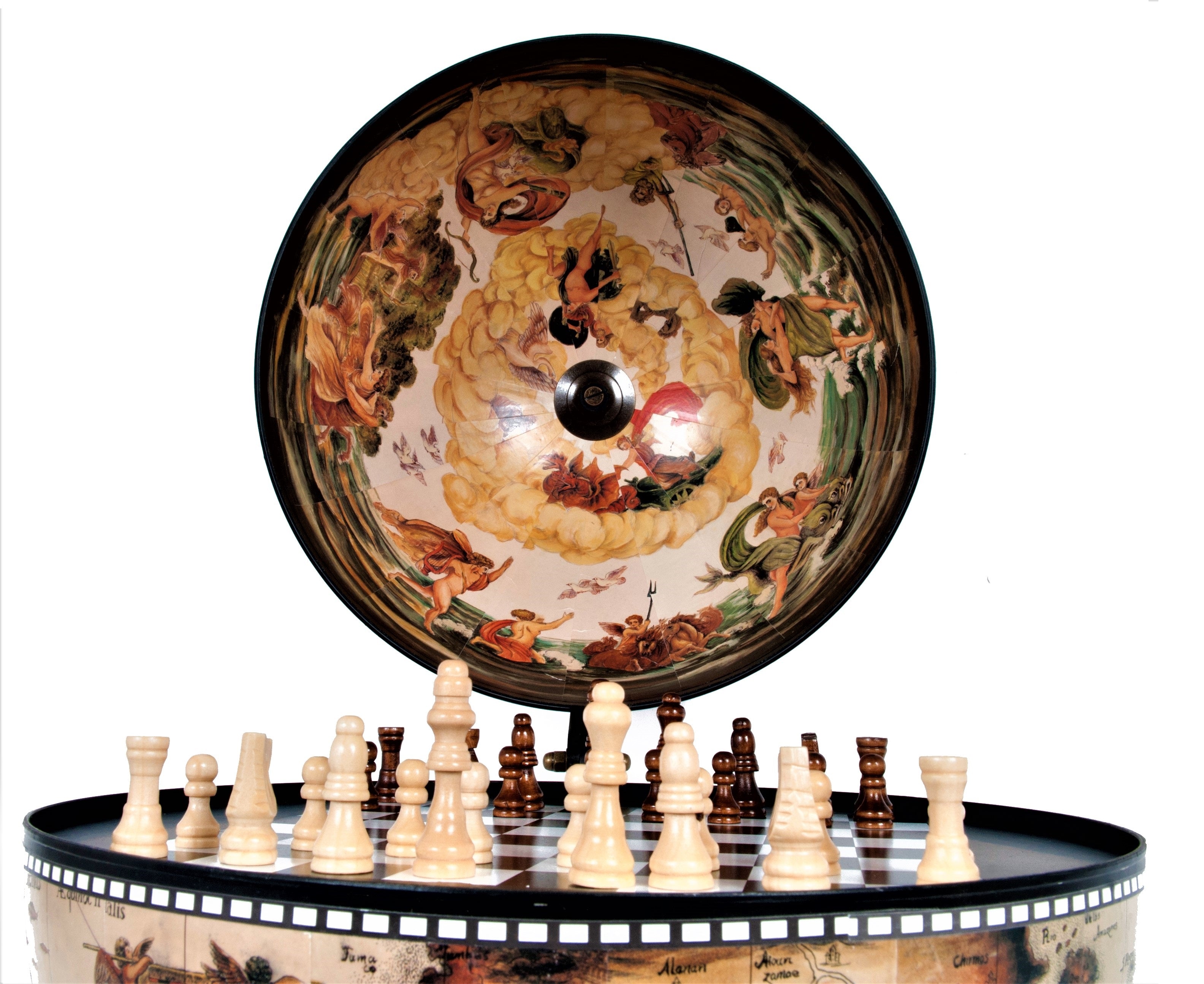  White Globe 13 inches with chess holder, Home furniture and decor, Old Modern Handicrafts, XoticBrands Home Decor