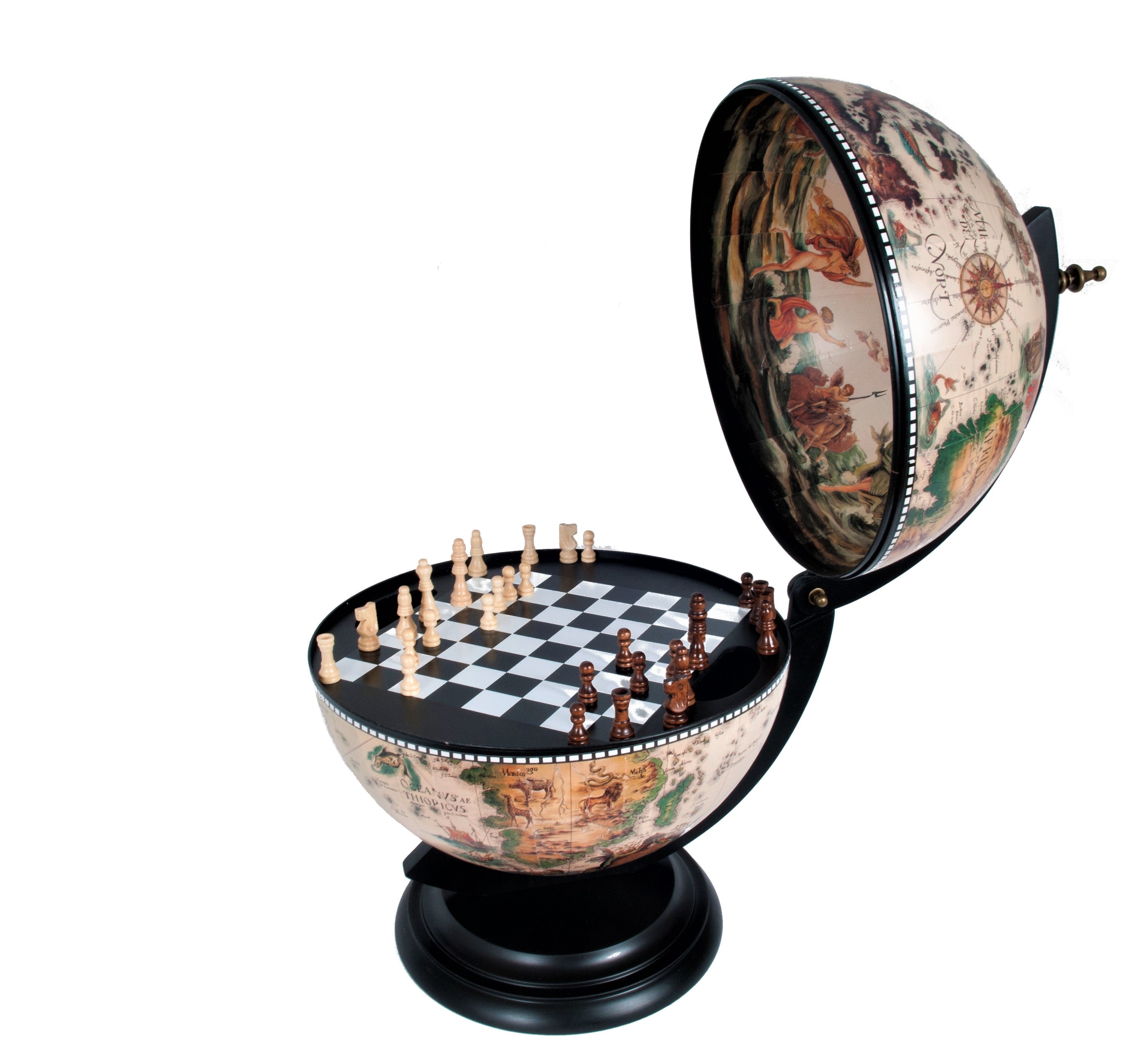  White Globe 13 inches with chess holder, Home furniture and decor, Old Modern Handicrafts, XoticBrands Home Decor