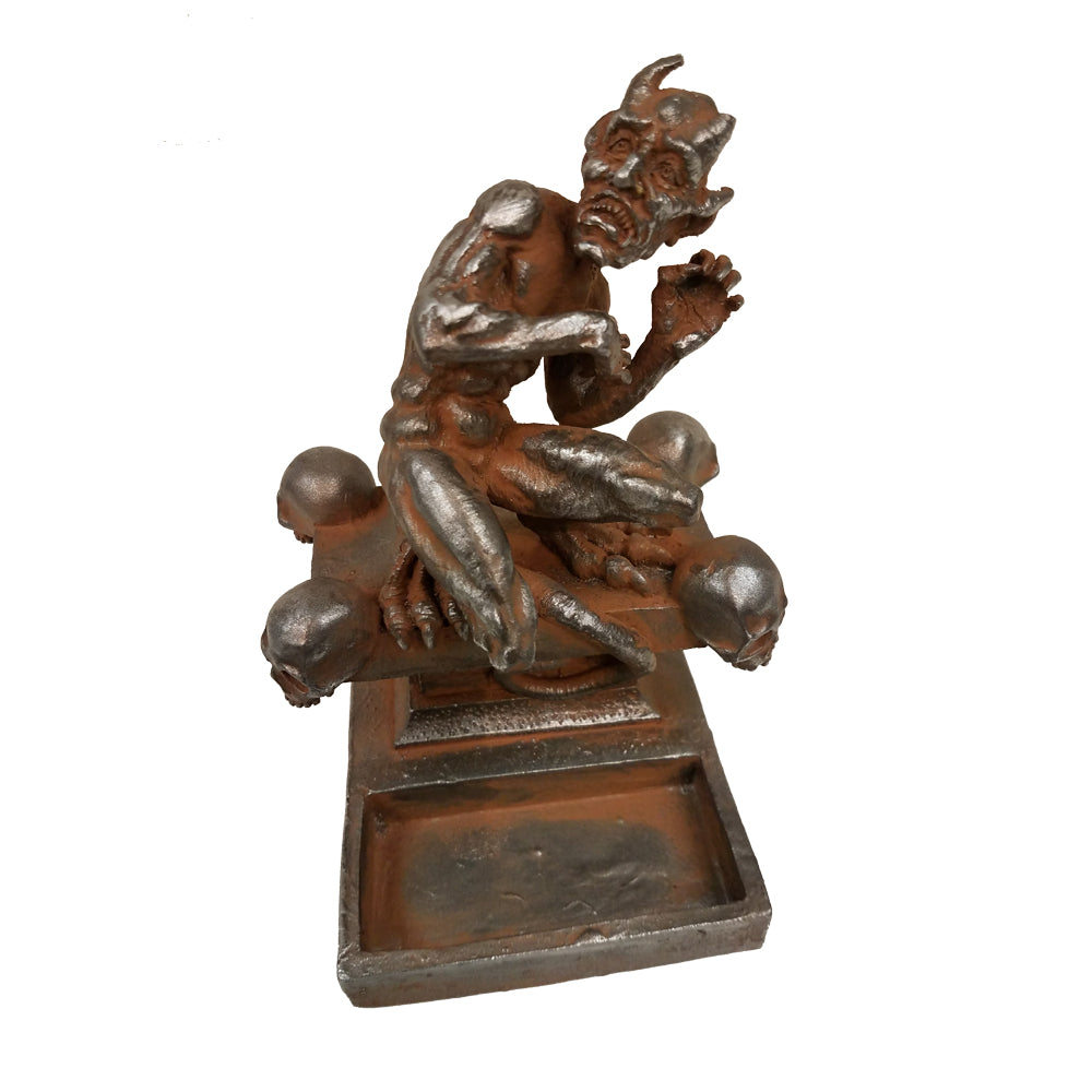 Santal, The Scared Demon Desktop Sculpture - Aged Silver - XoticBrands Home Decor