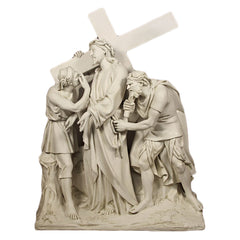 Jesus Is Given The Cross Station 2 Large Religious Sculpture - XoticBrands Home Decor