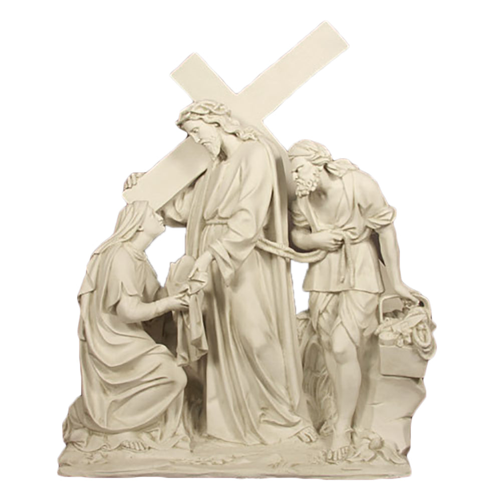 Jesus Meets Veronica Station 6 Large Religious Sculpture - XoticBrands Home Decor