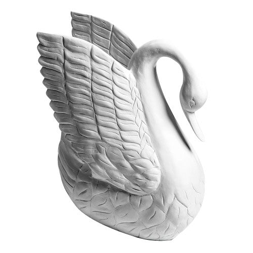 Swan From Wood Carving Garden Animal Statue - XoticBrands Home Decor