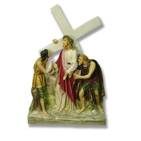 Jesus Is Given The Cross Station # 2 Religious Sculpture - XoticBrands Home Decor
