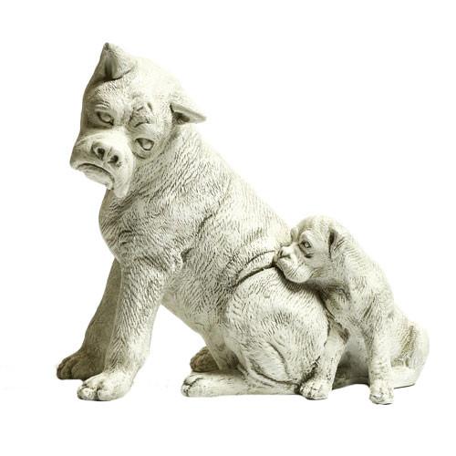 Boxer Dog And Pup Garden Animal Statue - XoticBrands Home Decor