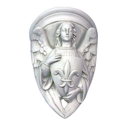 Angel With Fleur-De-Lis Shield Garden Angel Statue - XoticBrands Home Decor