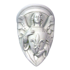 Angel With Fleur-De-Lis Shield Garden Angel Statue - XoticBrands Home Decor