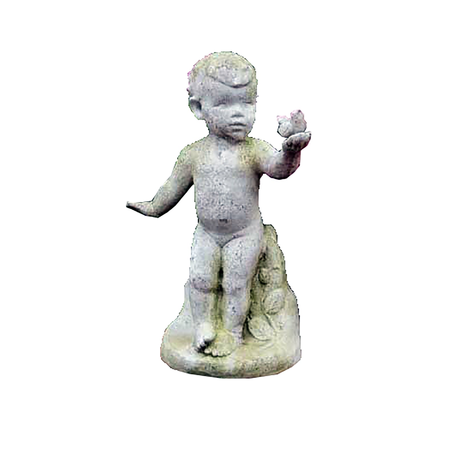 Nature'S Child With Bird 21 H (Cppr) -  Children Classical  Sculpture - XoticBrands Home Decor