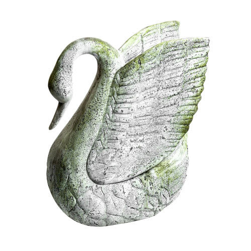 Swan From Wood Carving Garden Animal Statue - XoticBrands Home Decor