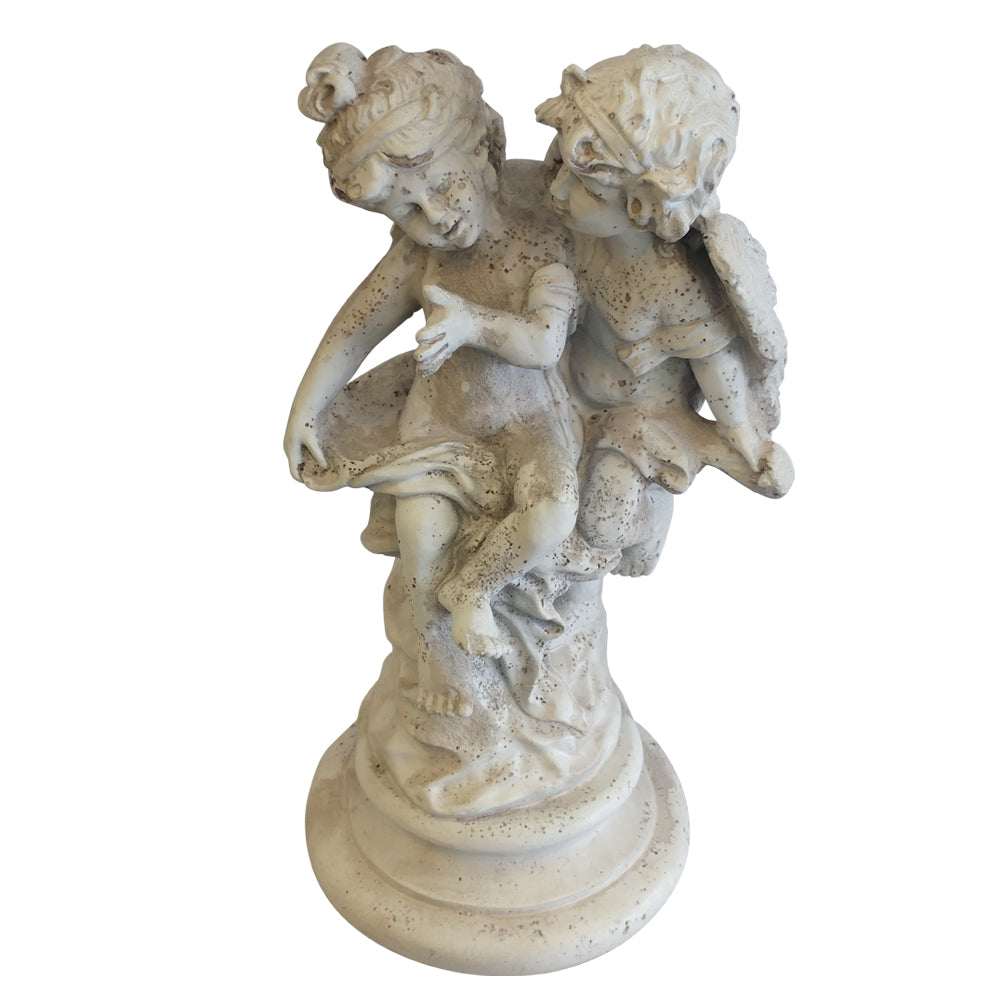 Hera And Eros, Playful Child Angel Home Garden Sculpture Statue - XoticBrands Home Decor