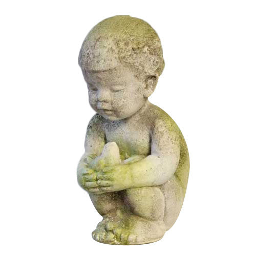 Boy With A Bird Garden Animal Statue - XoticBrands Home Decor