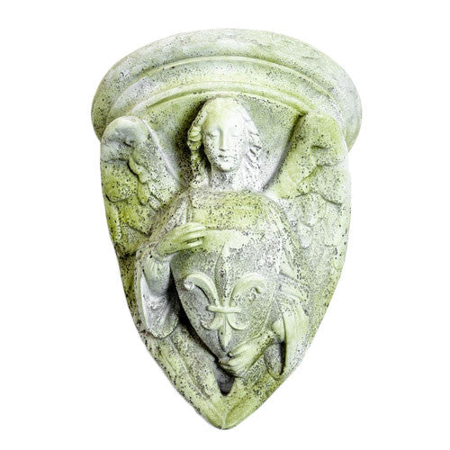 Angel With Fleur-De-Lis Shield Garden Angel Statue - XoticBrands Home Decor