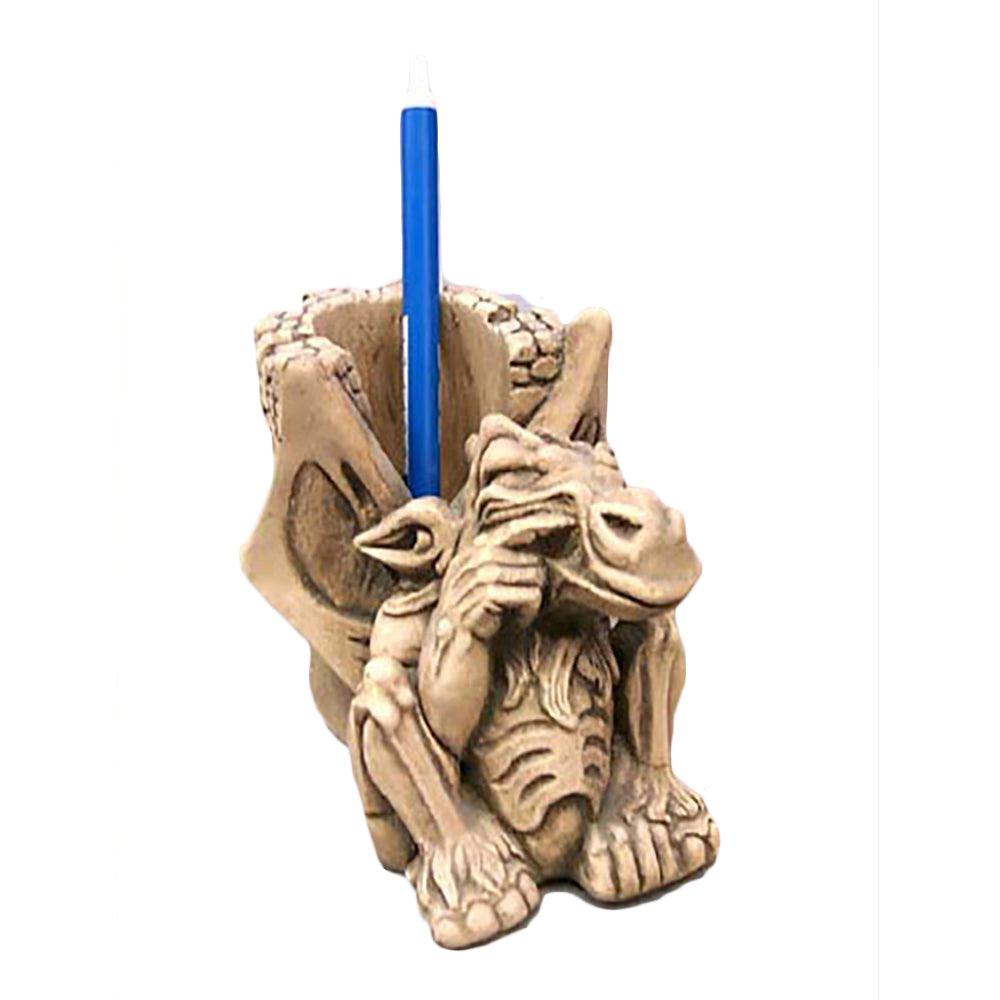 Feast On Fool Penholder Gargoyle Sculpture - XoticBrands Home Decor