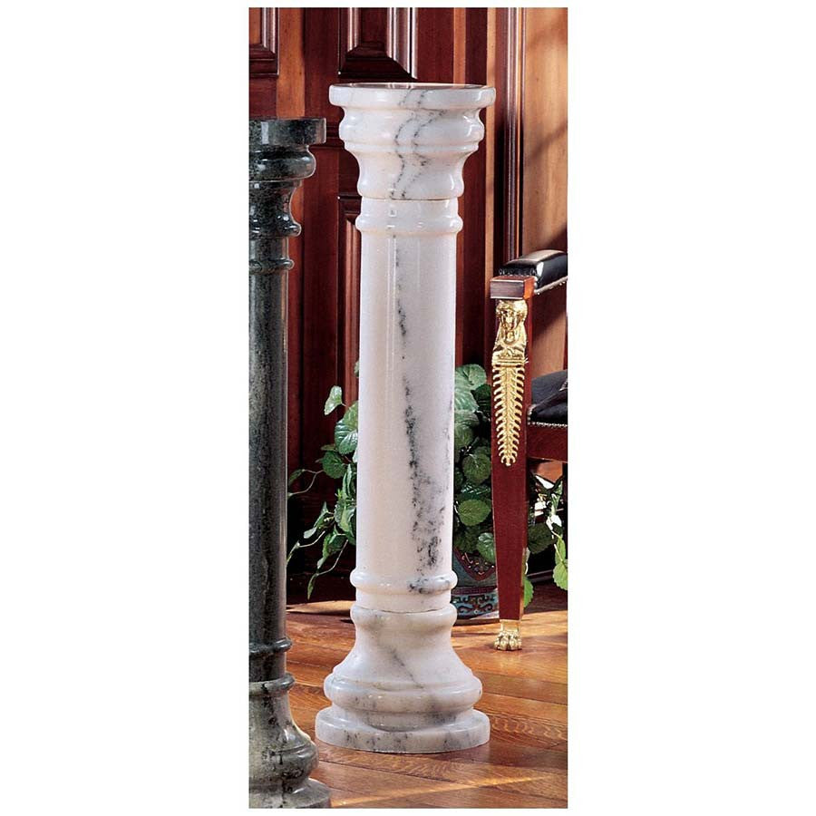 31"H 145Lbs Solid Marble White Column Pedestal