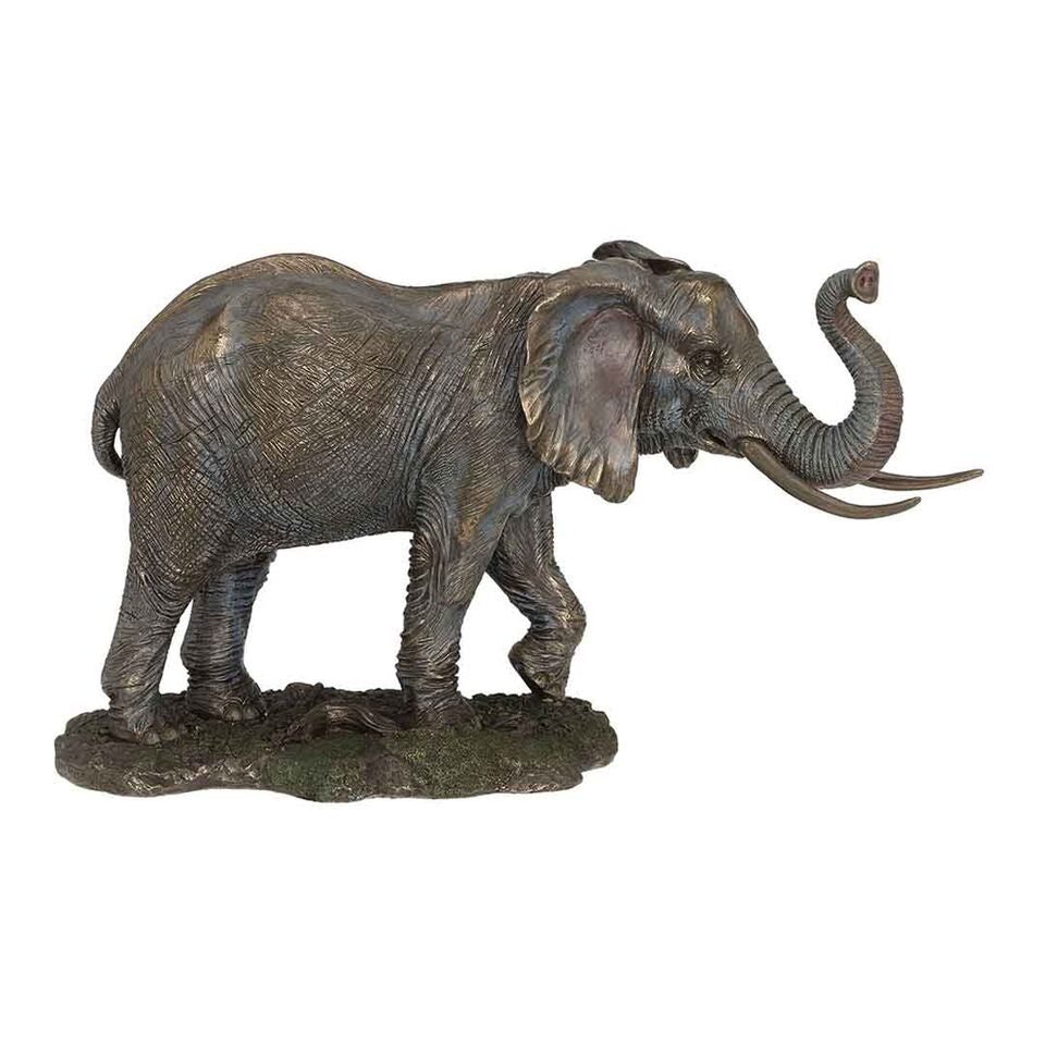Elephant With Raised Trunk(Bronze) - Animal Statue - XoticBrands Home Decor