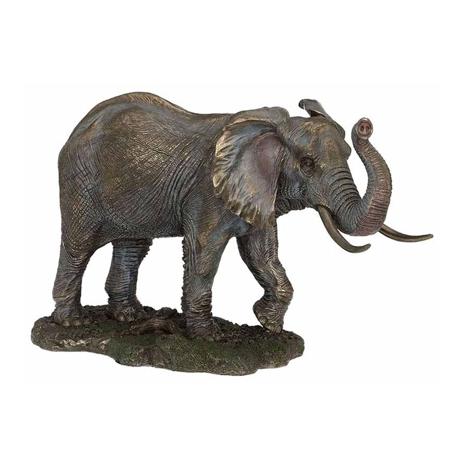 Elephant With Raised Trunk(Bronze) - Animal Statue - XoticBrands Home Decor