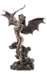 Gothic Bat Wing Female Warrior With Scimitar(Bronze)  Sculpture- Myth & Legend. - XoticBrands Home Decor