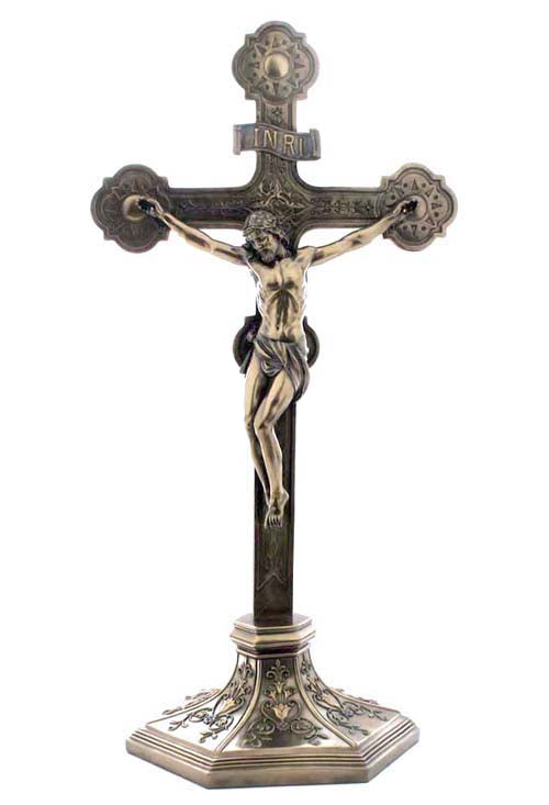  Crucifix On The Stand - Religious, Large Sculptures, XoticBrands, XoticBrands Home Decor