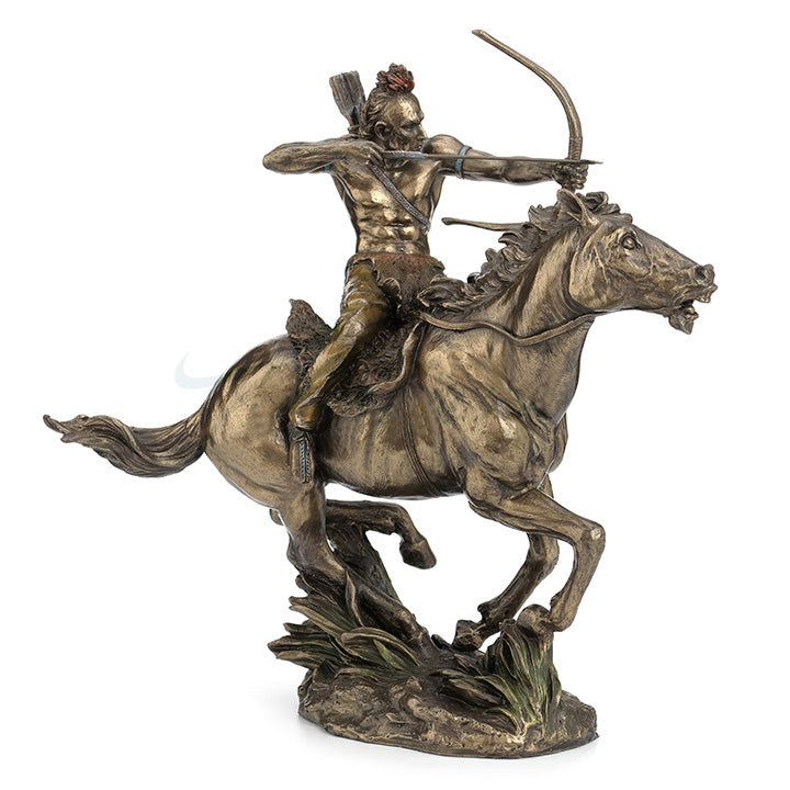  Mohican Warrior On Horseback Shooting Arrow (Mbz+Color) - Classic Sculpture - Cold Cast Bronze, Classic, XoticBrands, XoticBrands Home Decor