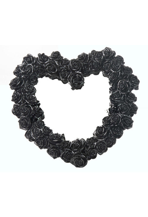  Heart Shape Rose Wreath Mirror (Black) - Home Accent, Mirror, XoticBrands, XoticBrands Home Decor