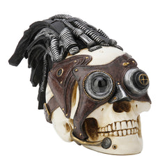  Steampunk Skull With Wire Hair And Leather Goggles Myth & Legend., Myth & Legend, XoticBrands, XoticBrands Home Decor
