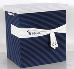  Anne Home - Set of 5 Blue Fabric Basket With Bow Decoration, , Old Modern Handicrafts, XoticBrands Home Decor
