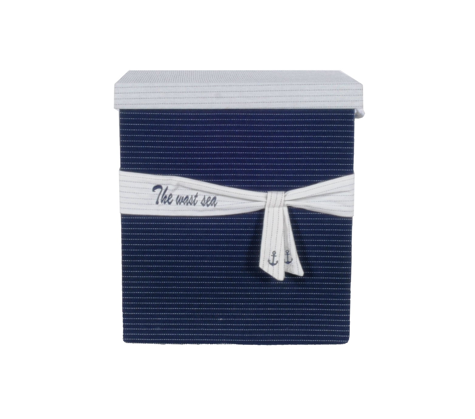 Anne Home - Set of 5 Blue Fabric Basket With Bow Decoration, , Old Modern Handicrafts, XoticBrands Home Decor
