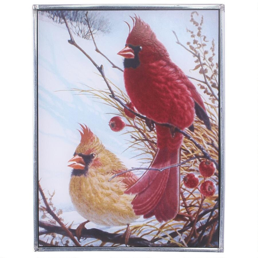  Windy Cardinal Birds Art Glass, Stained Glass, Design Toscano, XoticBrands Home Decor