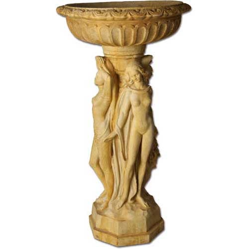  Three Muse Birdbath 33  Seasonal  Sculpture, Home Decor, XoticBrands, XoticBrands Home Decor