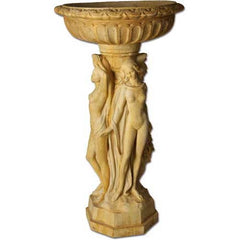  Three Muse Birdbath 33  Seasonal  Sculpture, Home Decor, XoticBrands, XoticBrands Home Decor