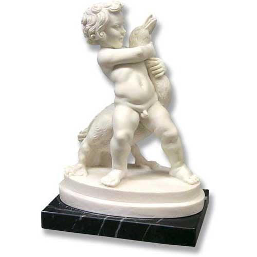 Child With Goose 7.5 H -  Children Classical  Sculpture - XoticBrands Home Decor