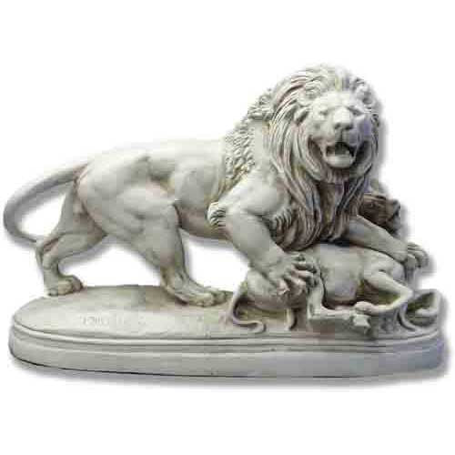 Lion With Lamb 28 W Garden Animal Statue - XoticBrands Home Decor