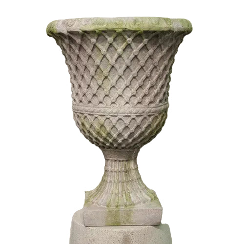 LATTICE BUTTON URN  Planters  Sculpture, Home Decor, XoticBrands, XoticBrands Home Decor