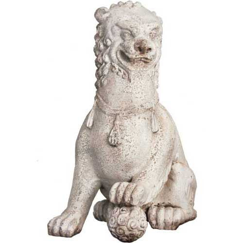 Foo Dog With Left Paw Up 35H Garden Animal Statue - XoticBrands Home Decor