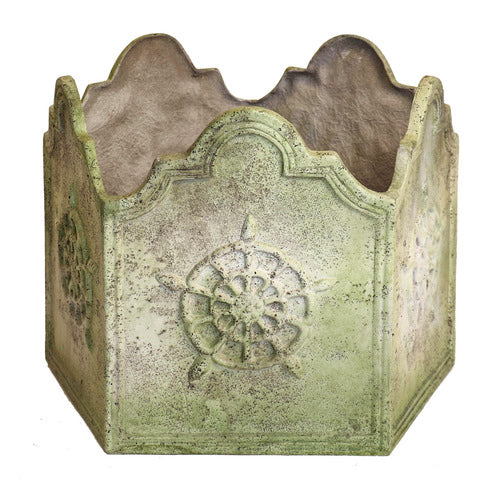  Asian 5 Sided Urn 14.5 H (R)  Planters  Sculpture, Home Decor, XoticBrands, XoticBrands Home Decor
