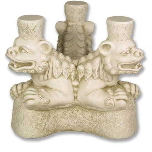 Three Foo Dog Table Base Garden Animal Statue - XoticBrands Home Decor