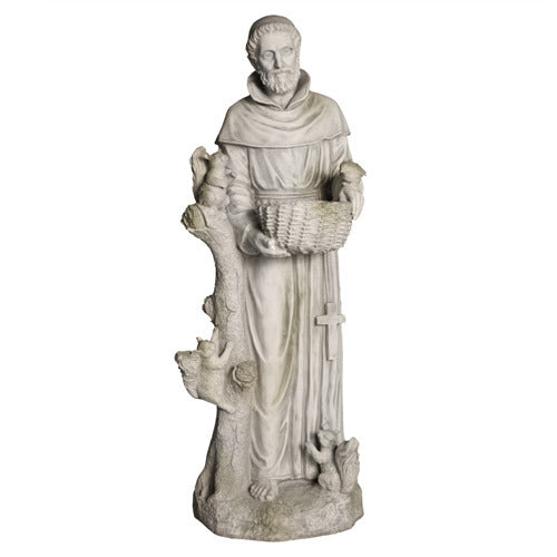  St. Francis with Basket & Squirrels  Religious  Sculpture, Religious Decor, XoticBrands, XoticBrands Home Decor