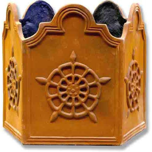 Asian 5 Sided Urn 14.5 H (R) Garden Planter - XoticBrands Home Decor