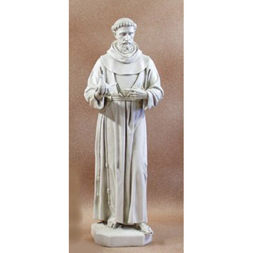  Saint Francis with Dove 74" H Animal Religious  Sculpture, Religious Decor, XoticBrands, XoticBrands Home Decor