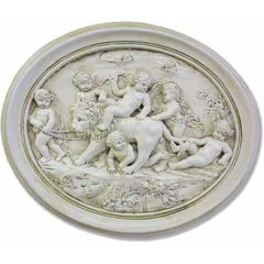 Cherubs Playing With Lion Plaque 19 Garden Angel Statue - XoticBrands Home Decor