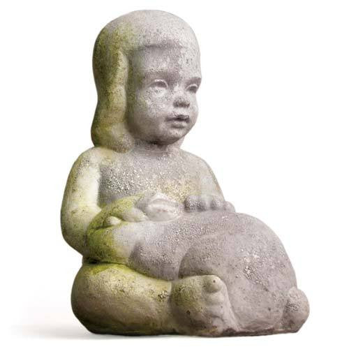 Girl Petting Rabbit 14 Garden Animal Statue - XoticBrands Home Decor