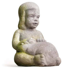 Girl Petting Rabbit 14 Garden Animal Statue - XoticBrands Home Decor