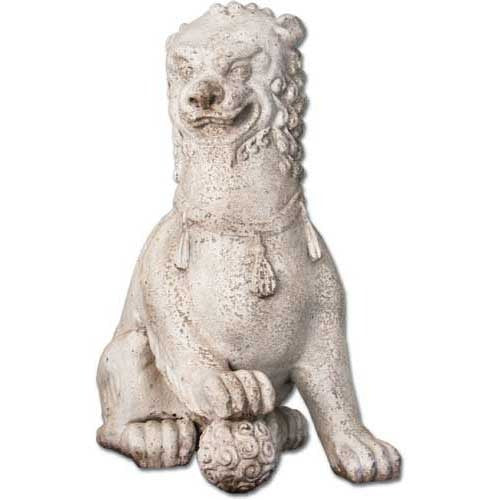 Foo Dog With Right Paw Up 35H Garden Animal Statue - XoticBrands Home Decor