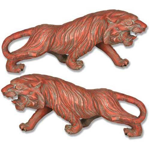 Roaring Tiger'S Left & Right Garden Animal Statue - XoticBrands Home Decor