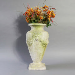  Lion and Garland Vase Animal Garden  Sculpture, Home Decor, XoticBrands, XoticBrands Home Decor