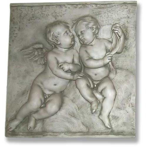 Two Singing Cherubs Frieze Garden Angel Statue - XoticBrands Home Decor