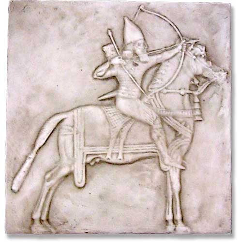 Assyrian Horseman Frieze Garden Animal Statue - XoticBrands Home Decor