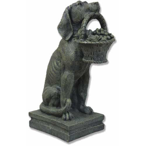  Puppy With Basket Sculpture - Animals, Animals, XoticBrands, XoticBrands Home Decor