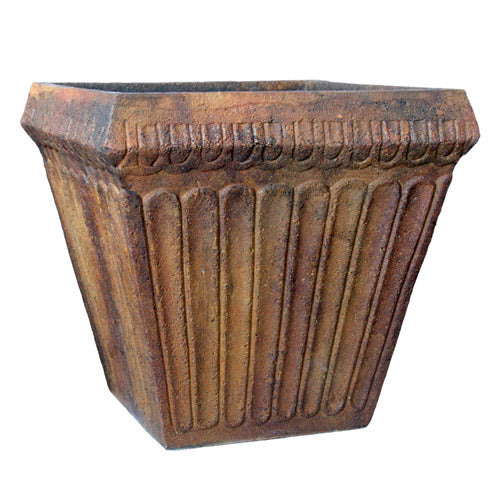  Fluted Square Pot 11.5 H (R) Sculpture - Planters, Planters, XoticBrands, XoticBrands Home Decor